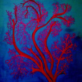 100 x 100 cm Pigmente und Kreide auf Leinwand – verkauft Koralle rouge